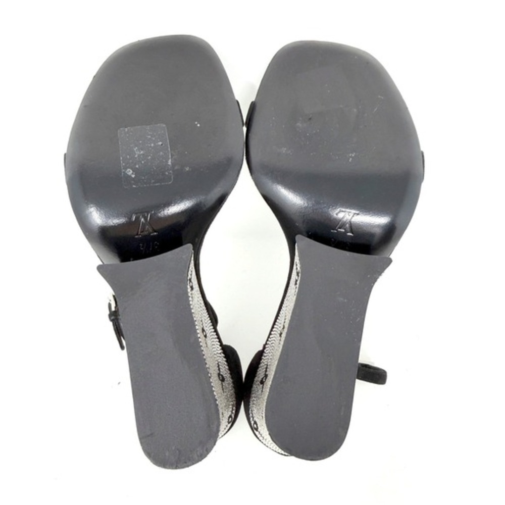 Louis Vuitton Black Wedge Sandals‎ Crystal Heels Ankle Strap 37.5 - Picture 9 of 10